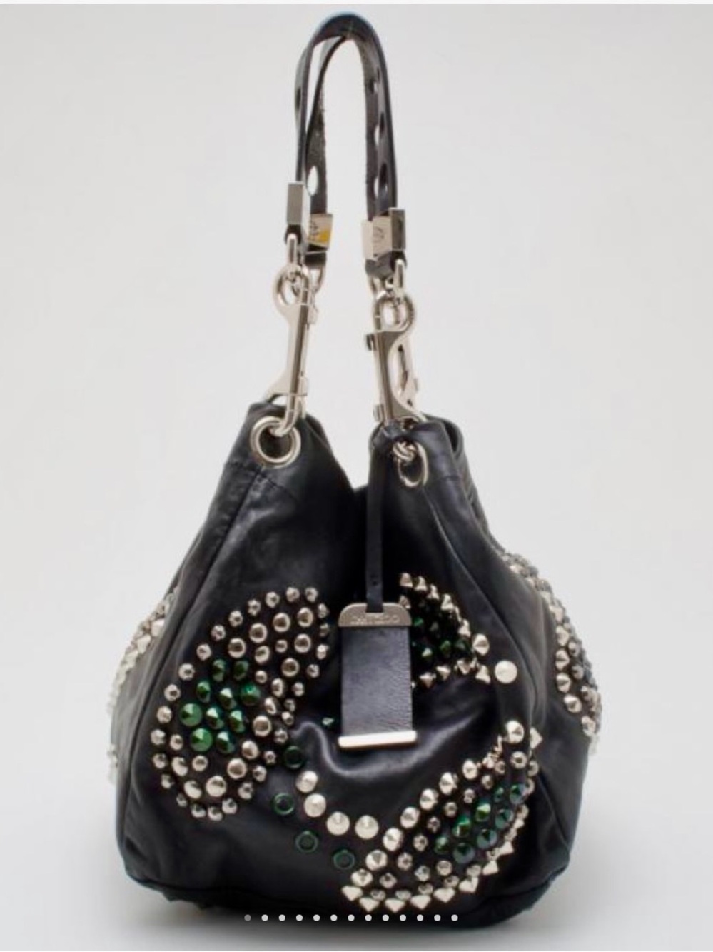 JIMMY CHOO Black Lambskin Studded Lohla Jane Two Way Tote. MINT! RT $ 2295. - Picture 10 of 16